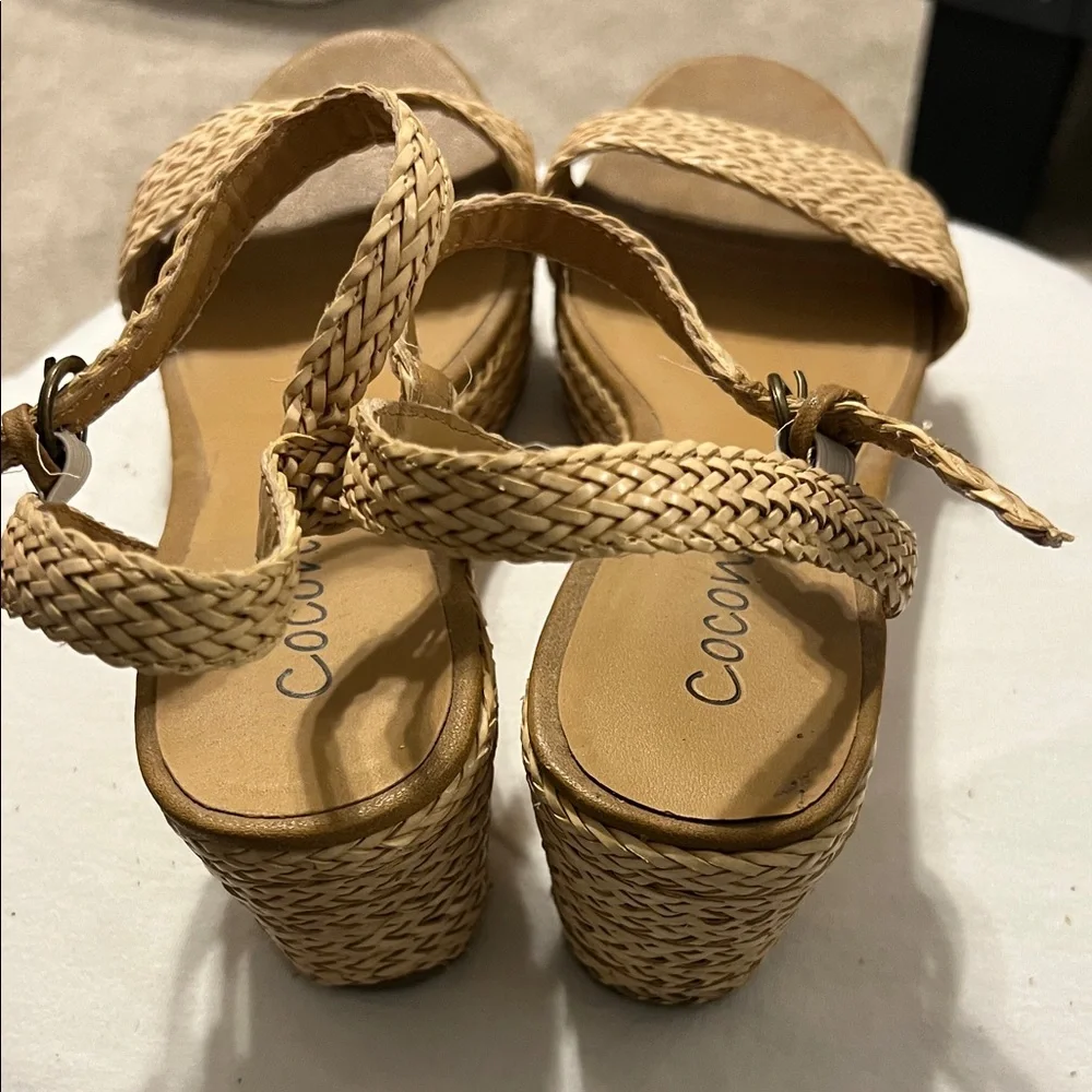 Coconuts by Matisse Braided Strap Wedge Sandals in Natural Tan - Picture 5 of 7